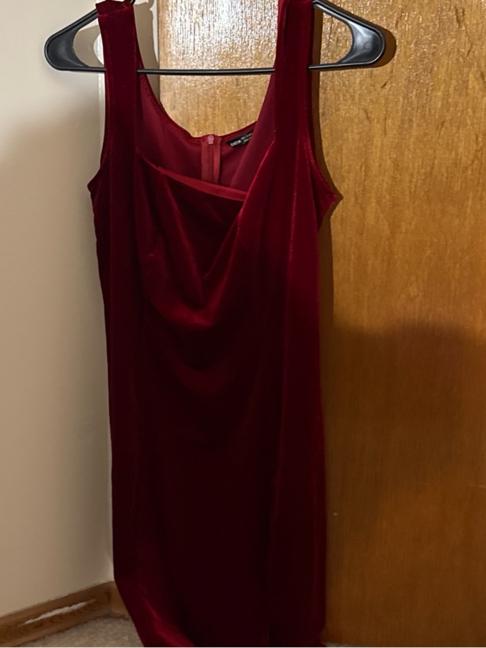 SHEIN Sleeveless Velvet Cowl Neck Mini Dress in Deep Wine
